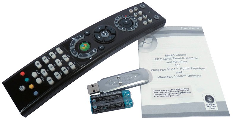 Windows Media Centre remote, 2.4GHz Wireless. RC-06B1. Tested on Windows 7, Certified for Windows Vista Home premium and Vista Ultimate. 